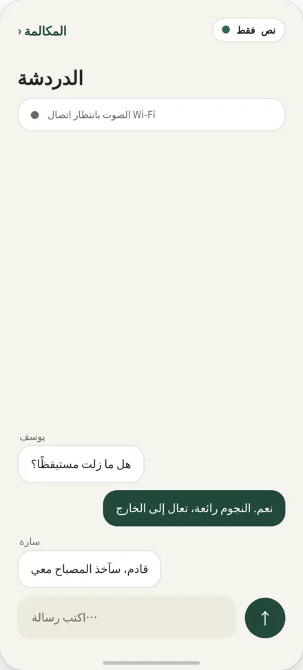 شاشة الدردشة